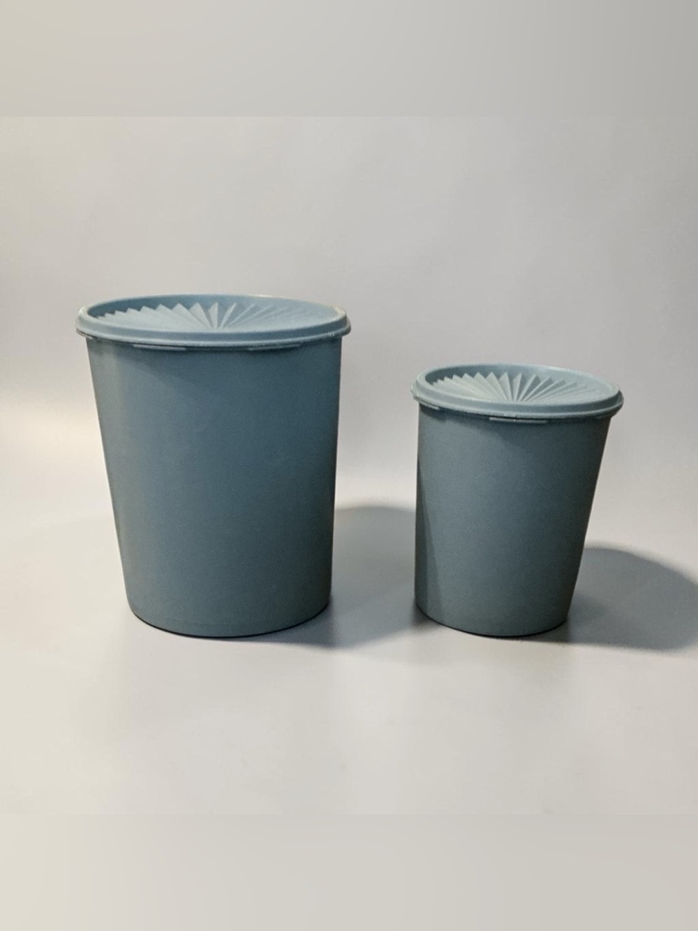 Vintage Tupperware Canisters Set Of 2 Blue Gray Large Medium